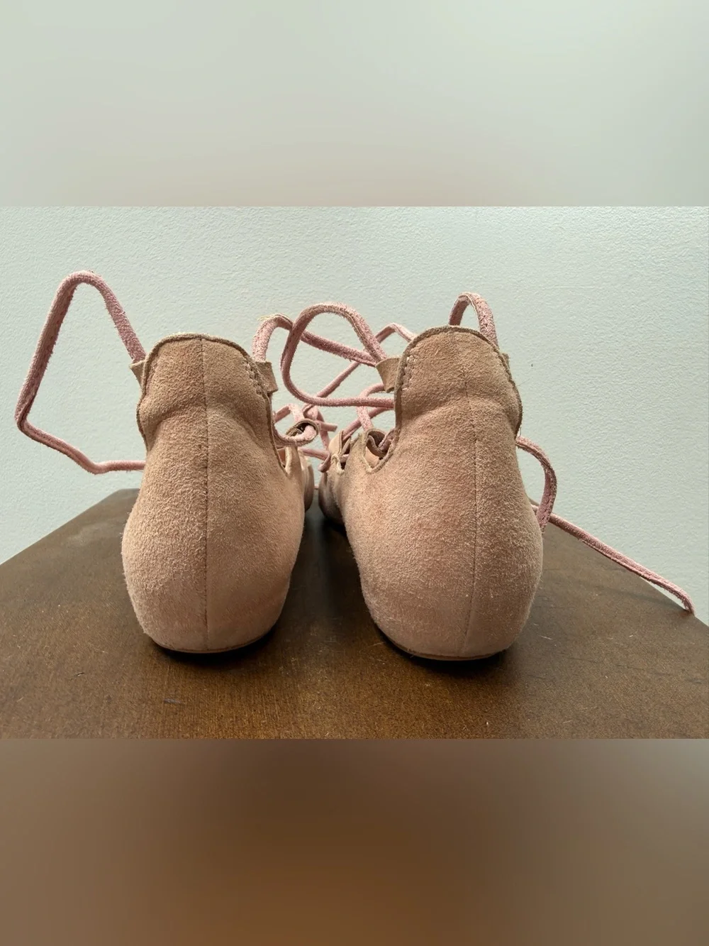 Jeffrey Campbell Atsuko Pink Suede Wrap Around Lace Up Wedge Sandals